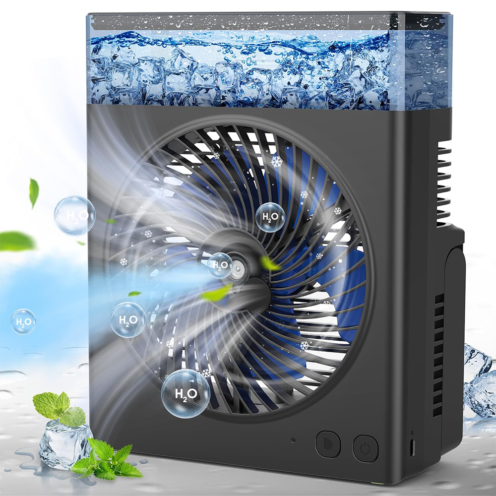 ❄️ Ventilateur Brumisateur Portable BVJ | ❄️Jusqu’à 30 h d’autonomie • Réservoir d’eau 600 ml • Recharge USB • Fonctionnement silencieux | Idéal pour la maison, le bureau, le camping et les voyages