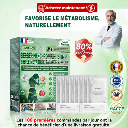 Purelora® Berberine × Chromium Complete Metabolic Rhythm Kit (🌀 Patch externe quotidien + Poudre de soutien métabolique hebdomadaire) ✅ Pour l’équilibre métabolique, le soutien de la glycémie, la circulation et la santé métabolique globale