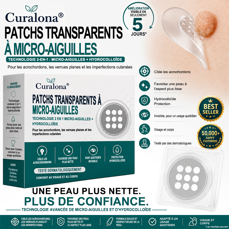 🏥Pharmacie en ligne française🔥 Curalona® Patch 2-en-1 à Micro-Aiguilles & Hydrocolloïde | Pour les Acrochordons, les Verrues Plates et les Excroissances Cutanées Indésirables | Amélioration Visible dès 5 Jours