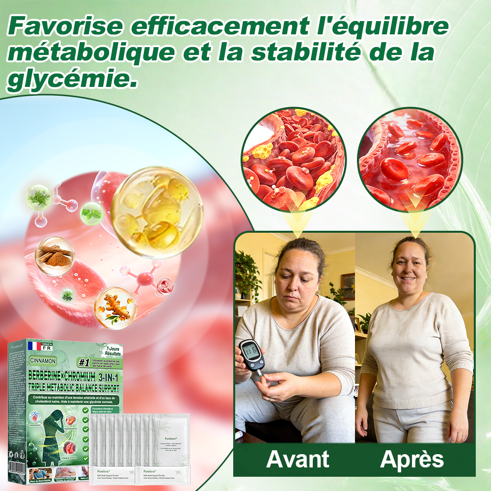 Purelora® Berberine × Chromium Complete Metabolic Rhythm Kit (🌀 Patch externe quotidien + Poudre de soutien métabolique hebdomadaire) ✅ Pour l’équilibre métabolique, le soutien de la glycémie, la circulation et la santé métabolique globale