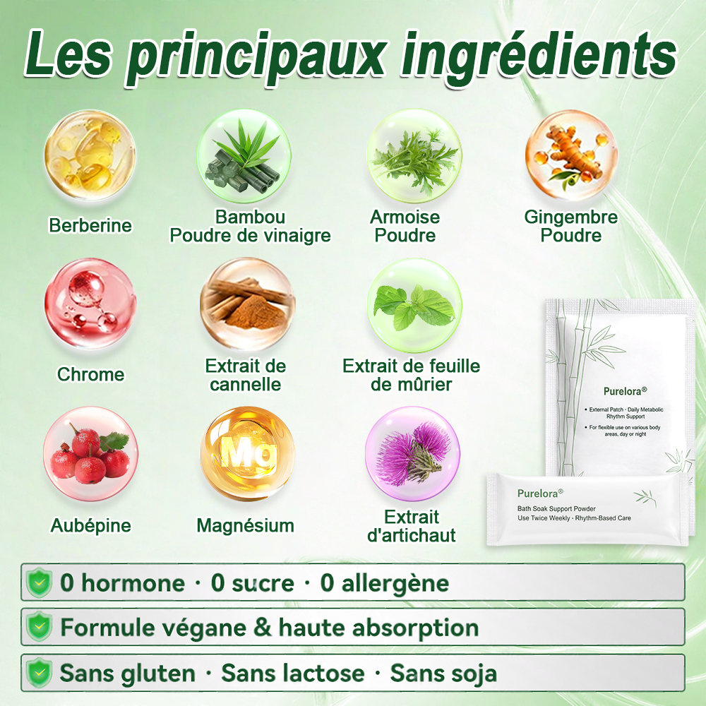 Purelora® Berberine × Chromium Complete Metabolic Rhythm Kit (🌀 Patch externe quotidien + Poudre de soutien métabolique hebdomadaire) ✅ Pour l’équilibre métabolique, le soutien de la glycémie, la circulation et la santé métabolique globale