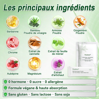 Purelora® Berberine × Chromium Complete Metabolic Rhythm Kit (🌀 Patch externe quotidien + Poudre de soutien métabolique hebdomadaire) ✅ Pour l’équilibre métabolique, le soutien de la glycémie, la circulation et la santé métabolique globale