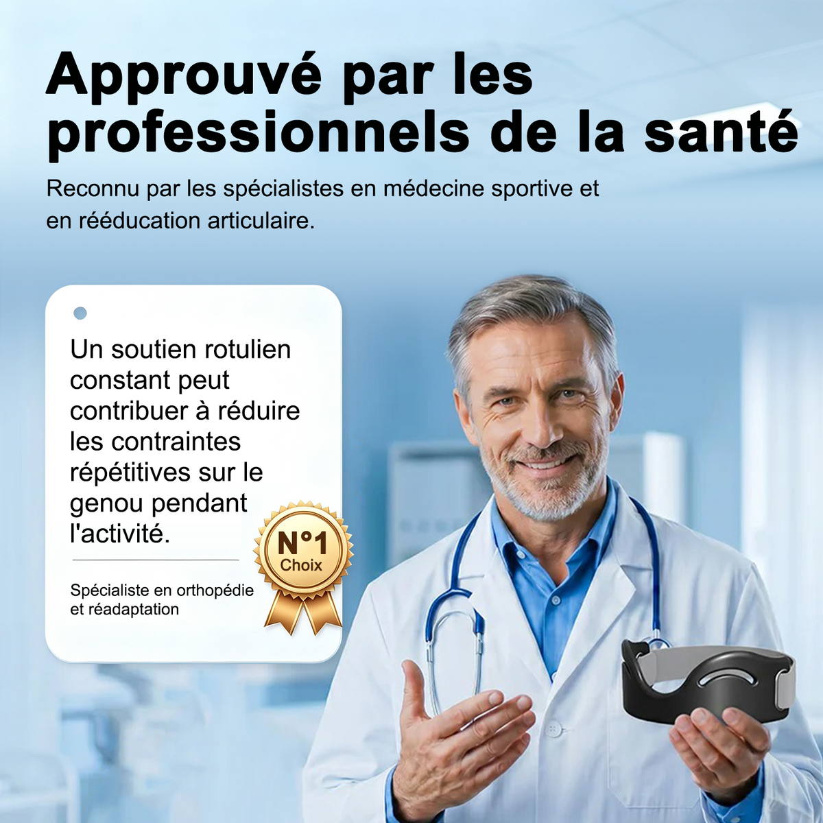 🔥 DERNIER JOUR : -80 % 🔥 LuckySong® Genouillère de Maintien de la Rotule | Support de Genou Ajustable pour Confort Quotidien ✅