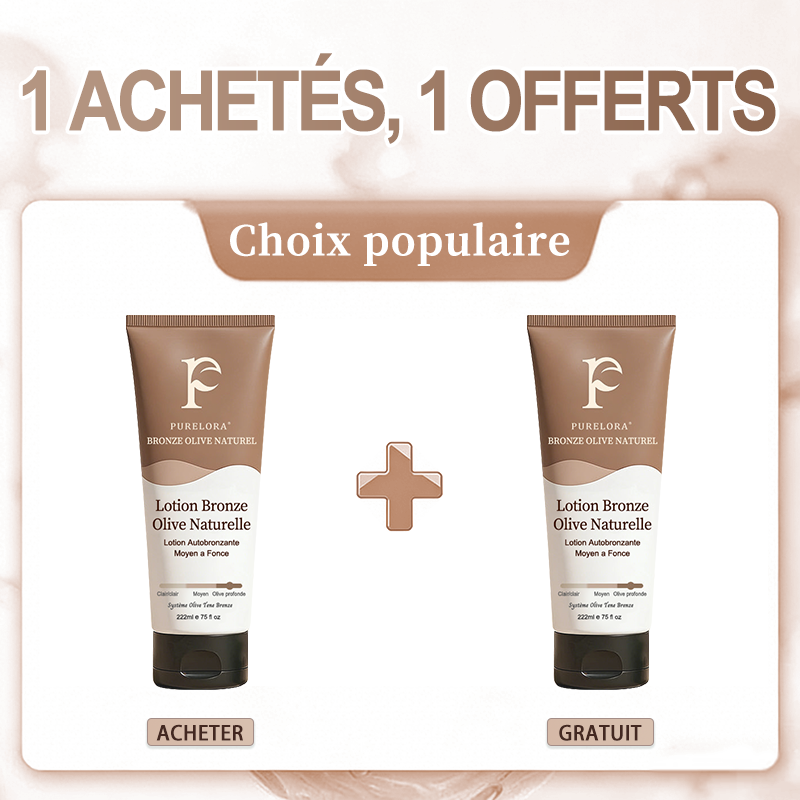 🇫🇷Purelora® Natural Olive Bronze Self Tanner Lotion Corps – Éclat progressif sans soleil, application uniforme, sans sous-ton orangé, hydratation intense, végan et cruelty-free