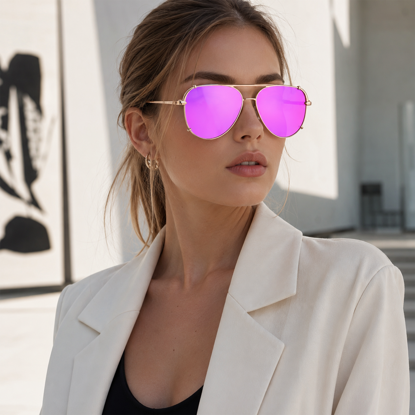 🔥 Lunettes de soleil Femme 2-en-1 – Design rétro chic œil de chat & aviateur