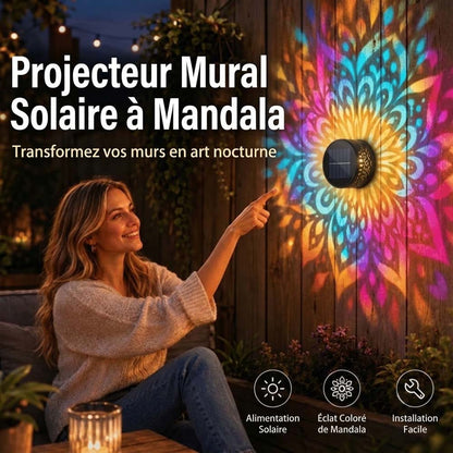 Lampe Solaire Mandala d’Extérieur – Projection Lumineuse pour Jardin, Clôture, Terrasse et Patio