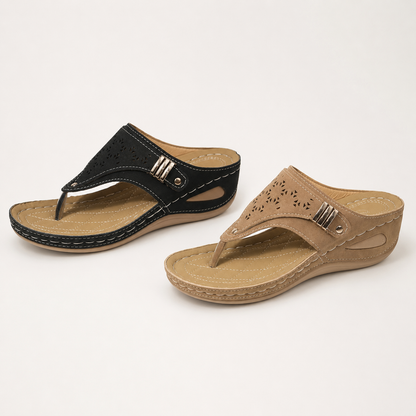 Sandales compensées confort femme – Soutien de la voûte plantaire & talon stable