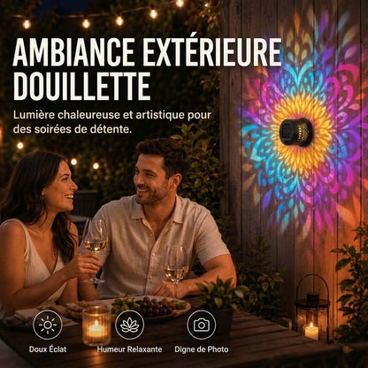 Lampe Solaire Mandala d’Extérieur – Projection Lumineuse pour Jardin, Clôture, Terrasse et Patio
