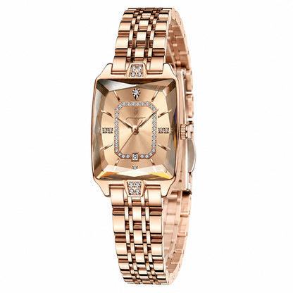 ✨ Montre à quartz élégante pour femme en acier inoxydable – Design classique aux détails scintillants