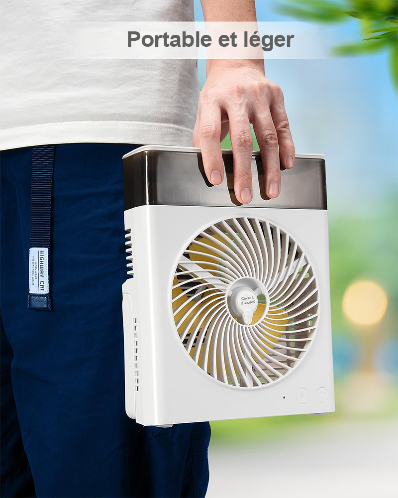 ❄️ Ventilateur Brumisateur Portable BVJ | ❄️Jusqu’à 30 h d’autonomie • Réservoir d’eau 600 ml • Recharge USB • Fonctionnement silencieux | Idéal pour la maison, le bureau, le camping et les voyages