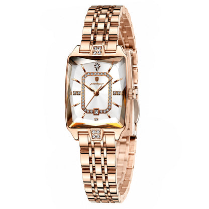 ✨ Montre à quartz élégante pour femme en acier inoxydable – Design classique aux détails scintillants