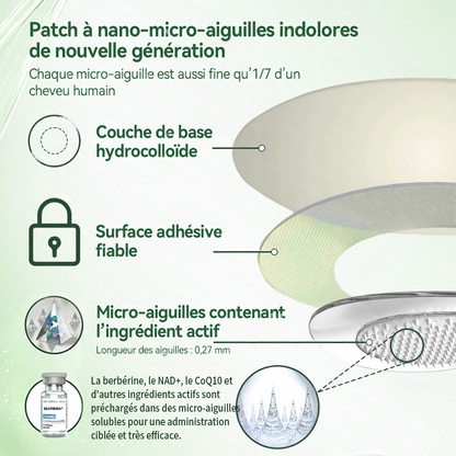 🇫🇷 Nouveauté 2026丨 Purelora® Moringa Berbérine x NAD+ Patch Nano-Microneedle 10-en-1 Une application par jour, changements visibles dès 7 jours. Pour accompagner la gestion du poids et le bien-être global