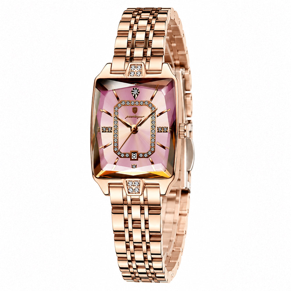 ✨ Montre à quartz élégante pour femme en acier inoxydable – Design classique aux détails scintillants