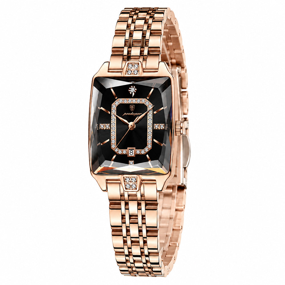 ✨ Montre à quartz élégante pour femme en acier inoxydable – Design classique aux détails scintillants