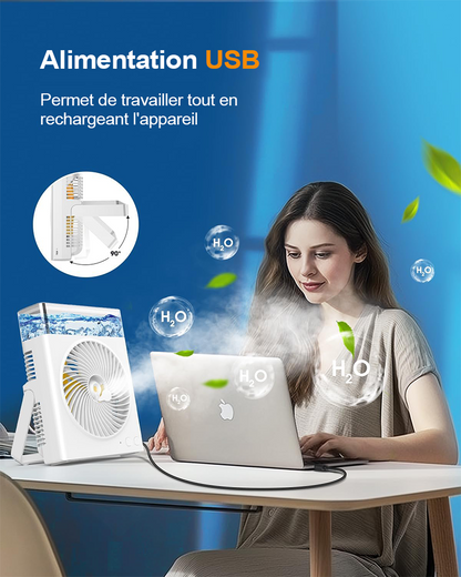 ❄️ Ventilateur Brumisateur Portable BVJ | ❄️Jusqu’à 30 h d’autonomie • Réservoir d’eau 600 ml • Recharge USB • Fonctionnement silencieux | Idéal pour la maison, le bureau, le camping et les voyages