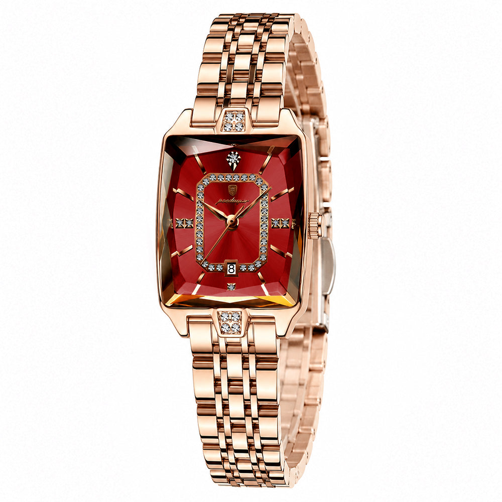 ✨ Montre à quartz élégante pour femme en acier inoxydable – Design classique aux détails scintillants