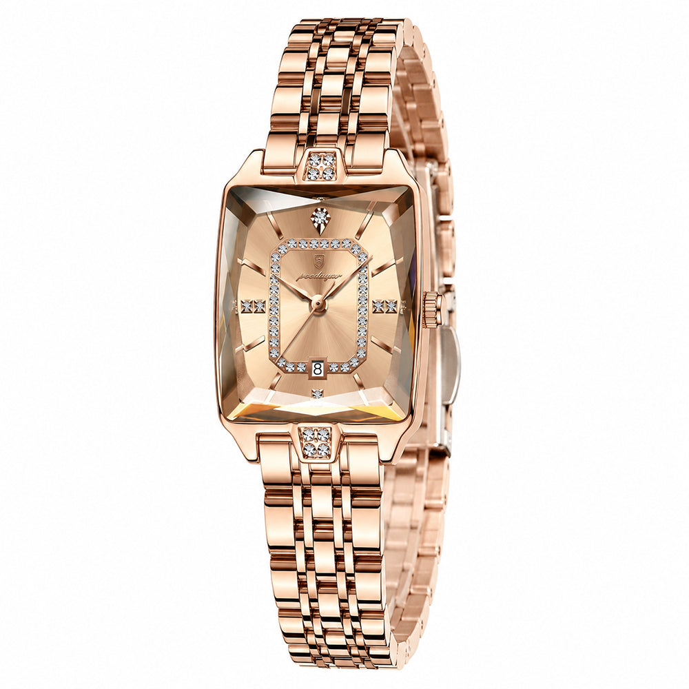 ✨ Montre à quartz élégante pour femme en acier inoxydable – Design classique aux détails scintillants