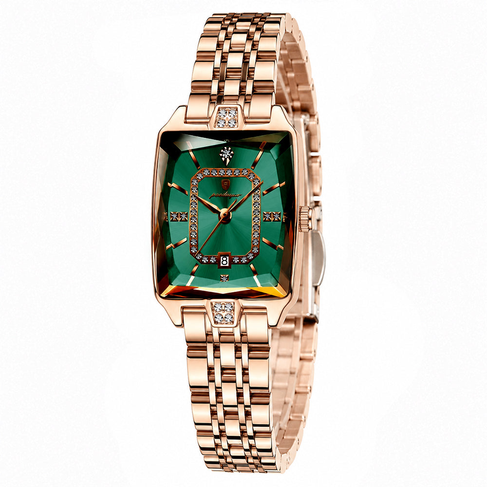 ✨ Montre à quartz élégante pour femme en acier inoxydable – Design classique aux détails scintillants