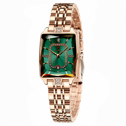 ✨ Montre à quartz élégante pour femme en acier inoxydable – Design classique aux détails scintillants