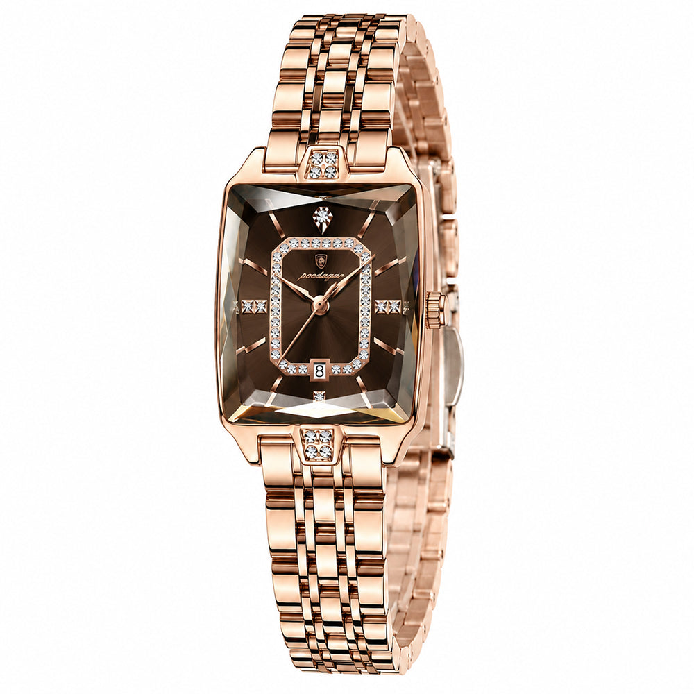 ✨ Montre à quartz élégante pour femme en acier inoxydable – Design classique aux détails scintillants