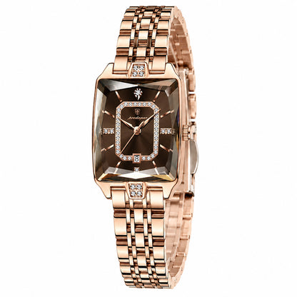 ✨ Montre à quartz élégante pour femme en acier inoxydable – Design classique aux détails scintillants