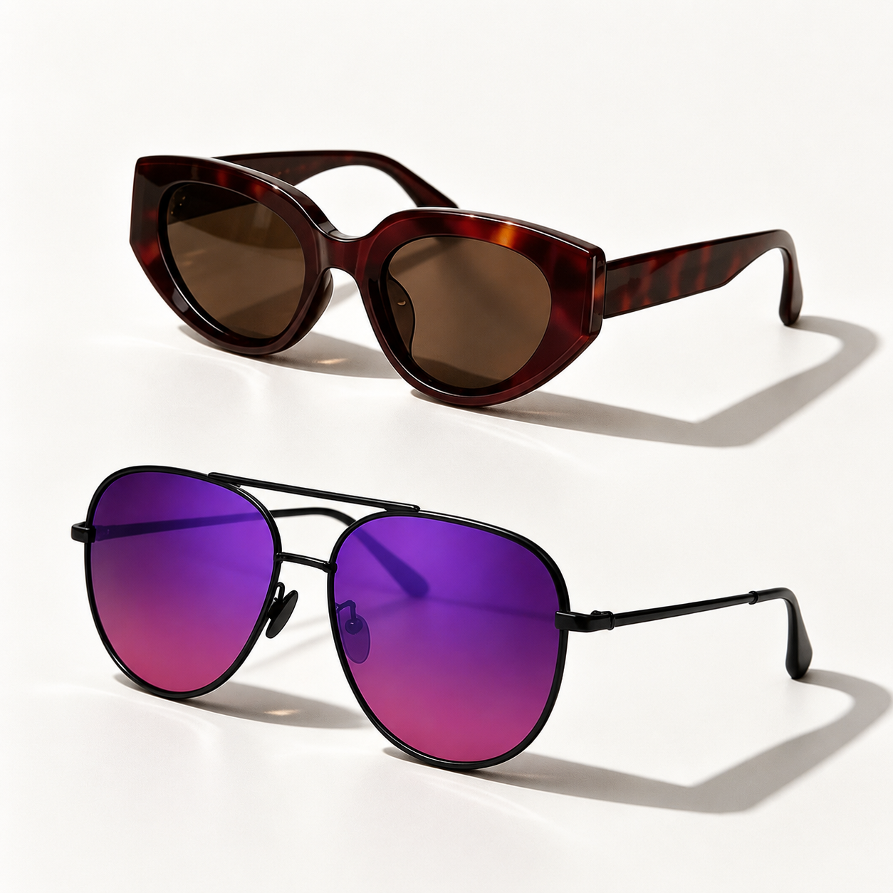🔥 Lunettes de soleil Femme 2-en-1 – Design rétro chic œil de chat & aviateur