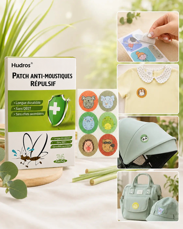 🦟 Patchs anti-moustiques Hudros aux huiles essentielles – Sans DEET, format familial