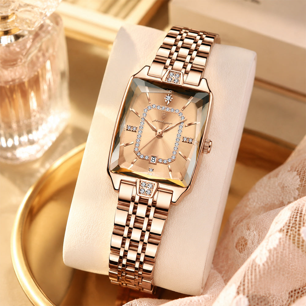 ✨ Montre à quartz élégante pour femme en acier inoxydable – Design classique aux détails scintillants