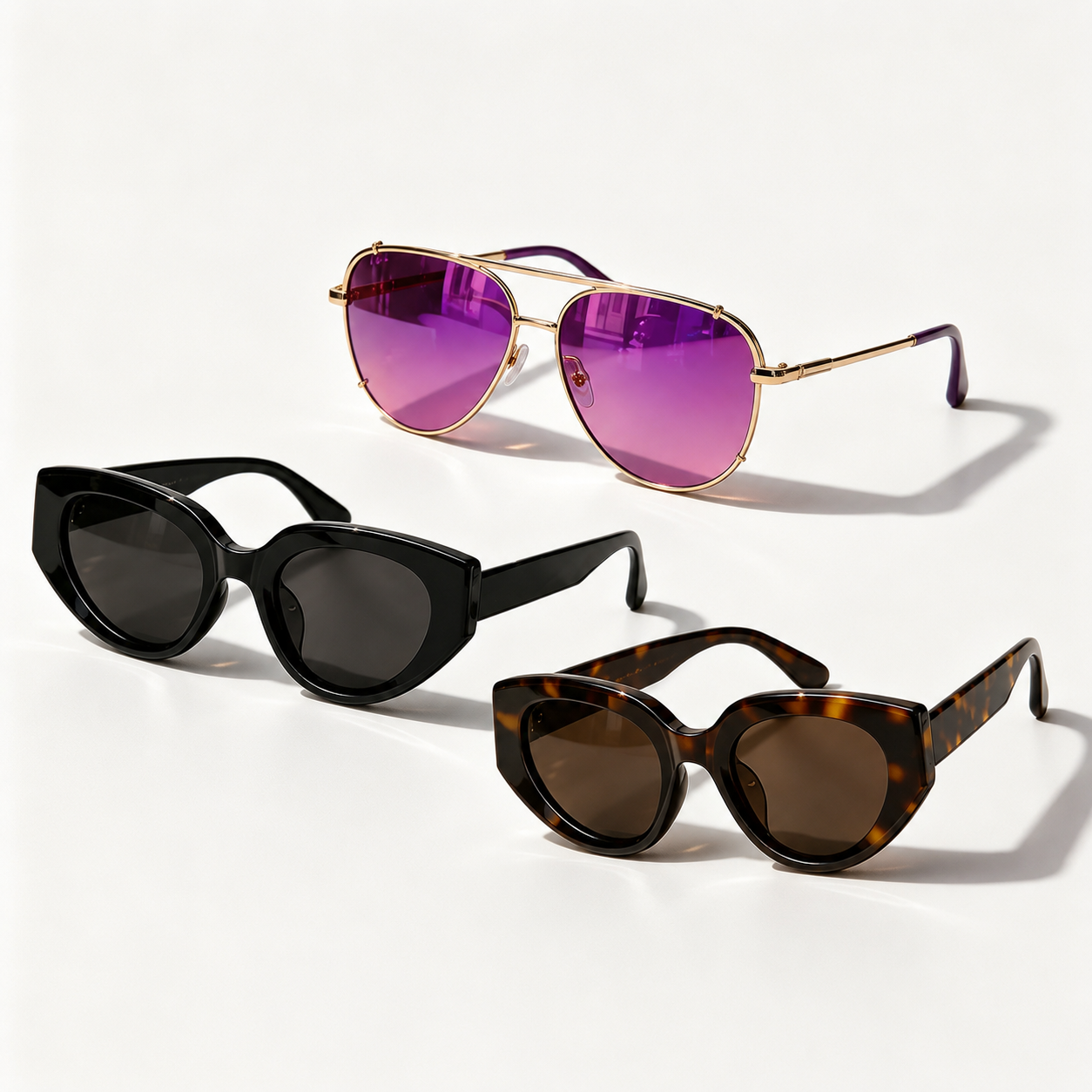 🔥 Lunettes de soleil Femme 2-en-1 – Design rétro chic œil de chat & aviateur