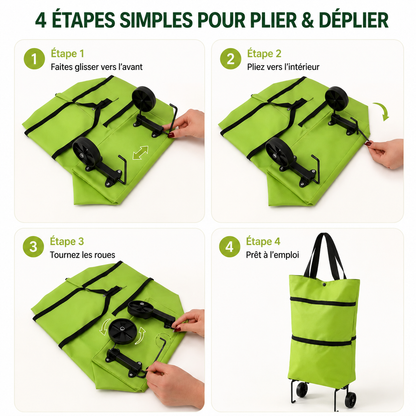 💖 Nouveau chariot de courses pliable 2-en-1 – Imperméable, résistant et pratique au quotidien !