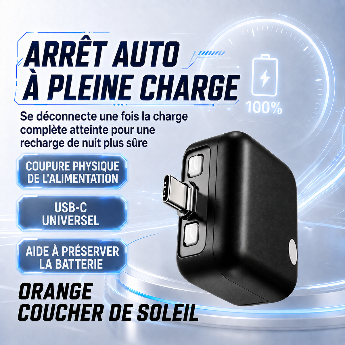 Protecteur de charge USB-C 140 W avec IA et arrêt automatique à pleine charge
