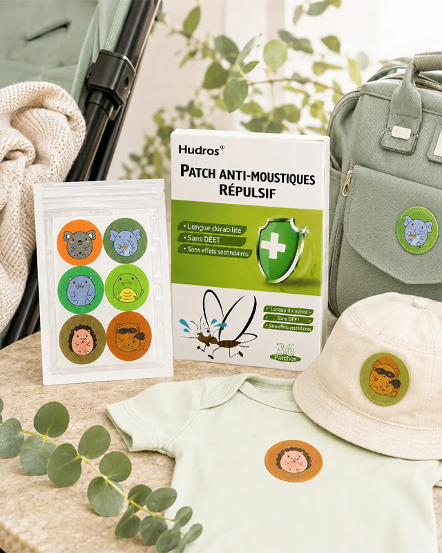 🦟 Patchs anti-moustiques Hudros aux huiles essentielles – Sans DEET, format familial