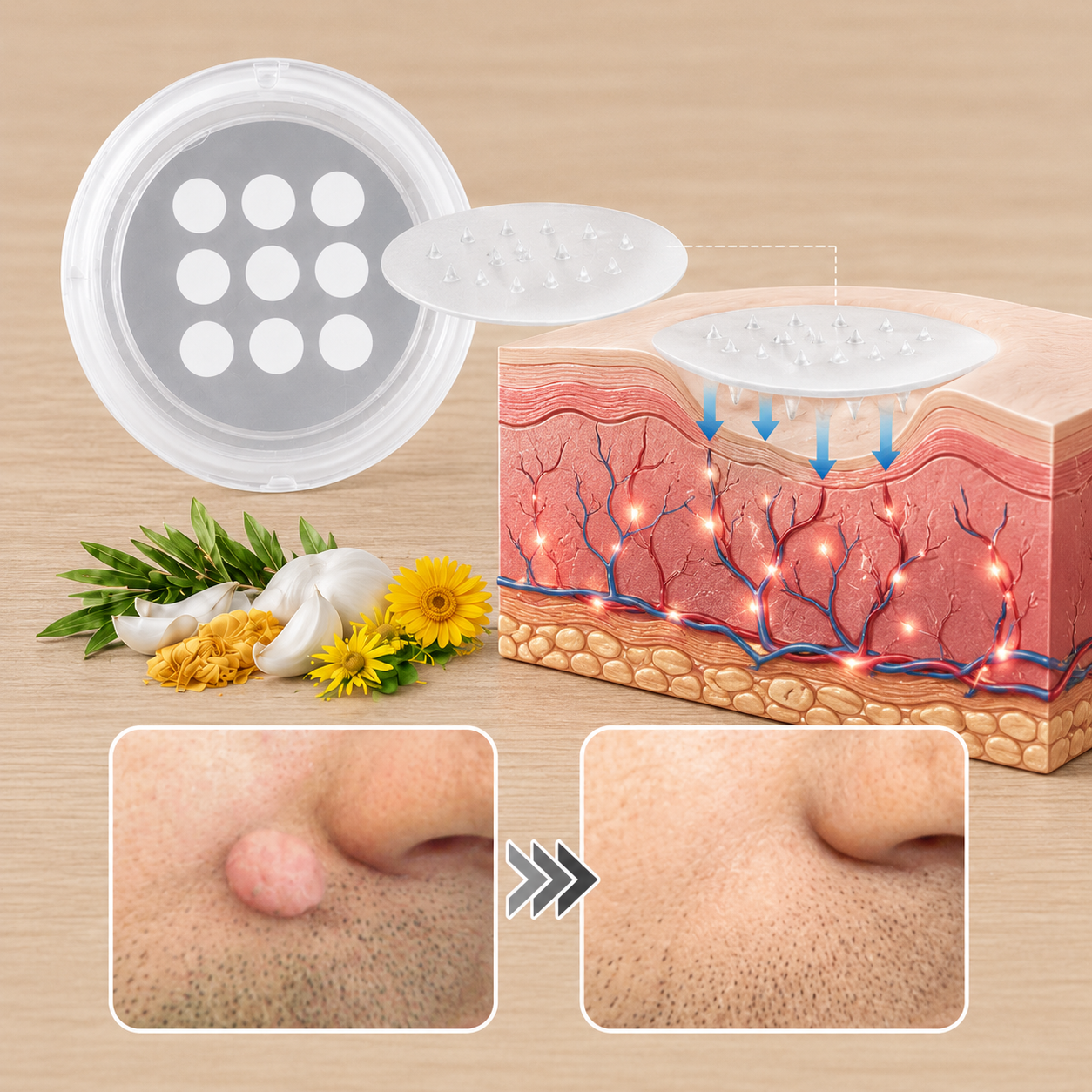 🏥Patch 2-en-1 Curalona® : Microneedle & Hydrocolloïde🏥 | Élimine les grains de beauté en relief, les verrues planes et les acrochordons | Aide à atténuer les rides, les cicatrices et les imperfections | Patch invisible adapté au visage et au corps