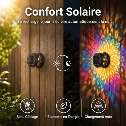 Lampe Solaire Mandala d’Extérieur – Projection Lumineuse pour Jardin, Clôture, Terrasse et Patio