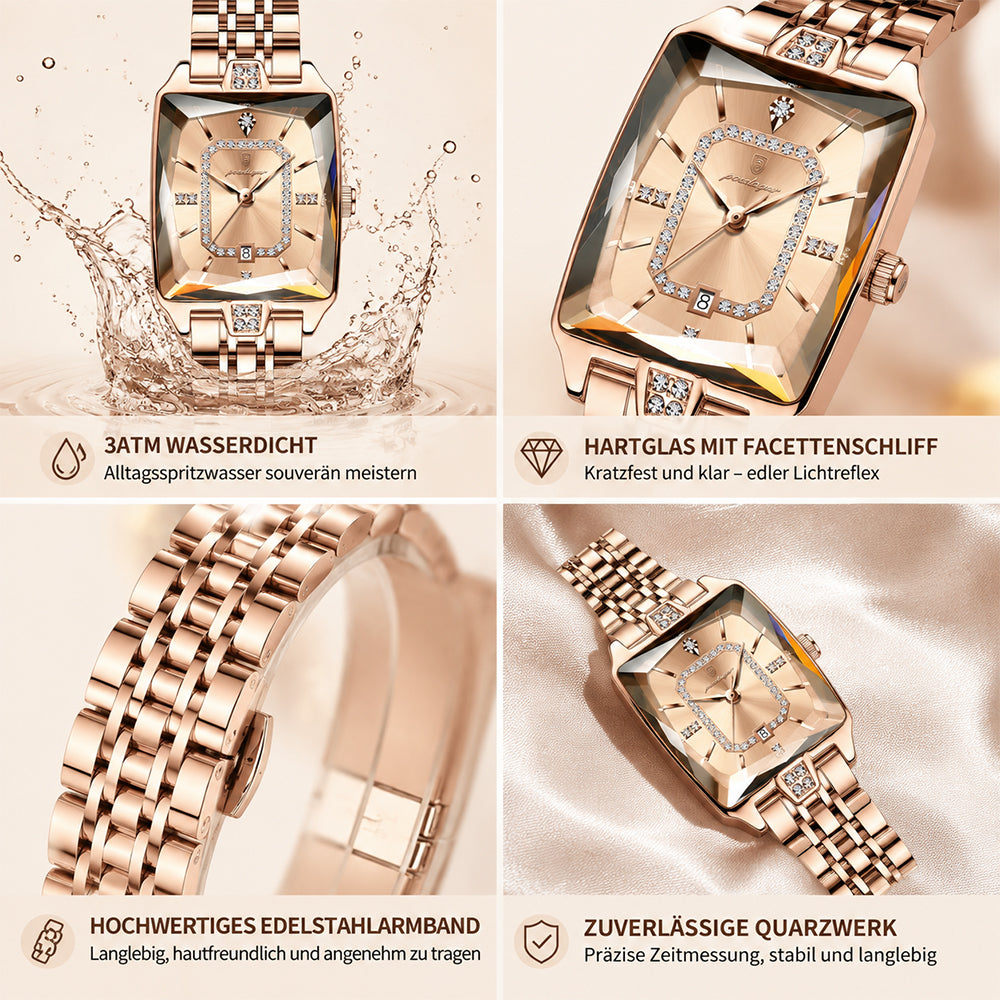 ✨ Montre à quartz élégante pour femme en acier inoxydable – Design classique aux détails scintillants