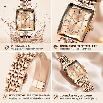 ✨ Montre à quartz élégante pour femme en acier inoxydable – Design classique aux détails scintillants