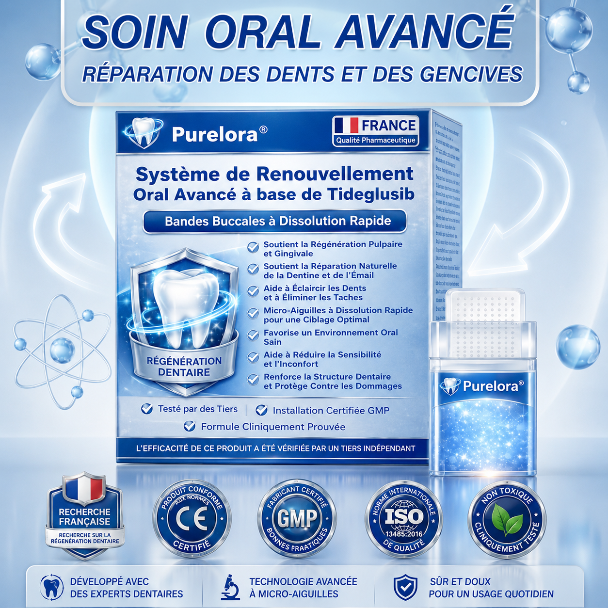 🏥 Pharmacie en Ligne | purelora® 😁 Bandes Buccales Tideglusib à Dissolution Rapide pour Dents & Gencives 🦷