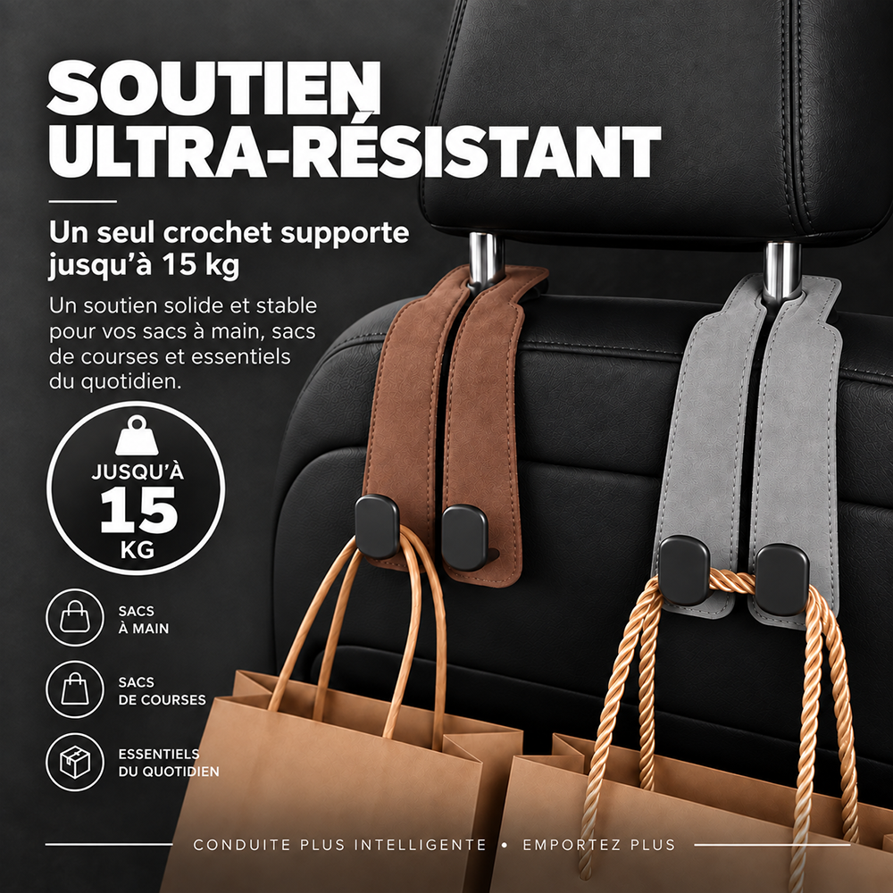 🚗✨ Aujourd’hui seulement : -80 % 💰 | Doubles crochets de luxe pour appuie-tête – Plus de rangement et de style !