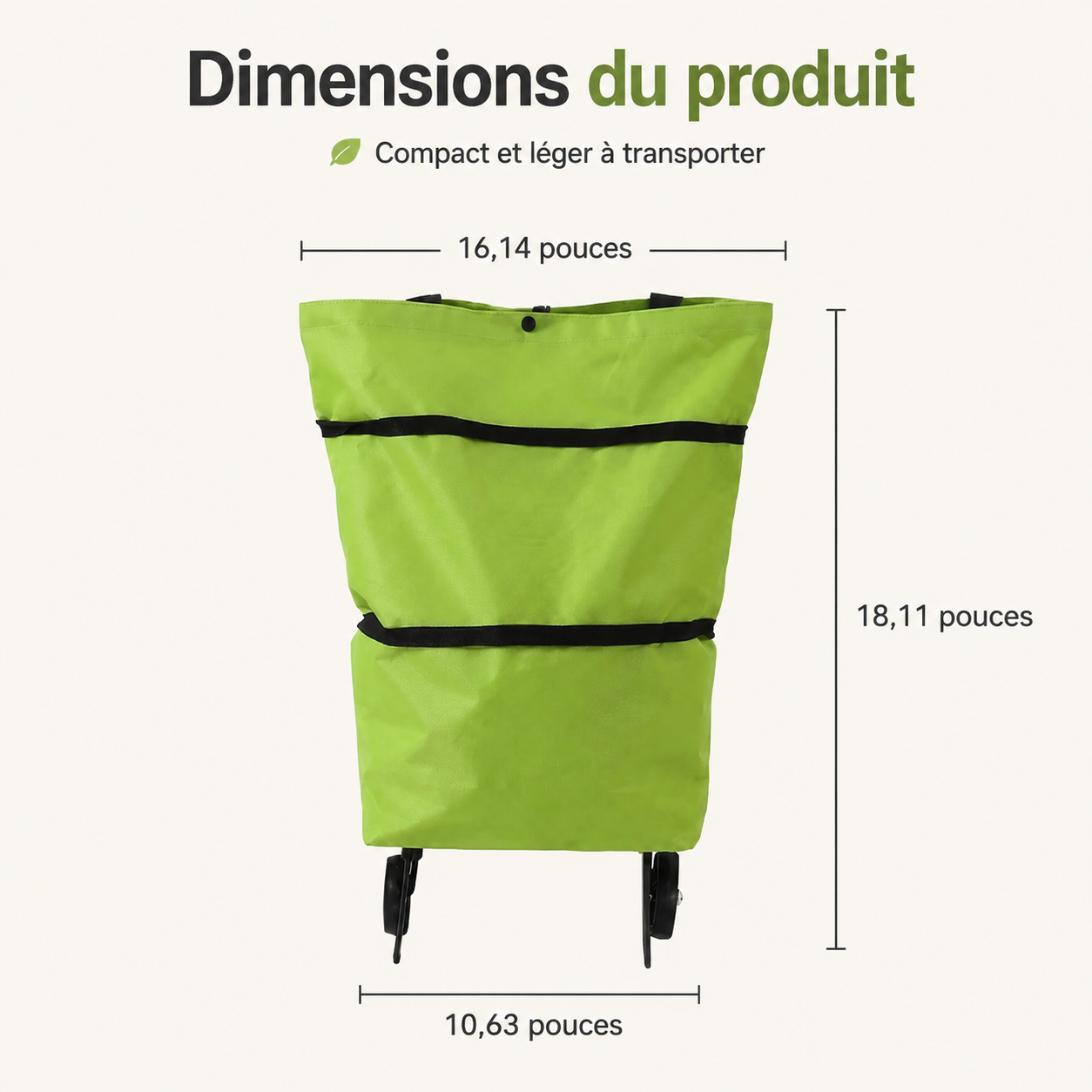 💖 Nouveau chariot de courses pliable 2-en-1 – Imperméable, résistant et pratique au quotidien !