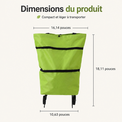 💖 Nouveau chariot de courses pliable 2-en-1 – Imperméable, résistant et pratique au quotidien !