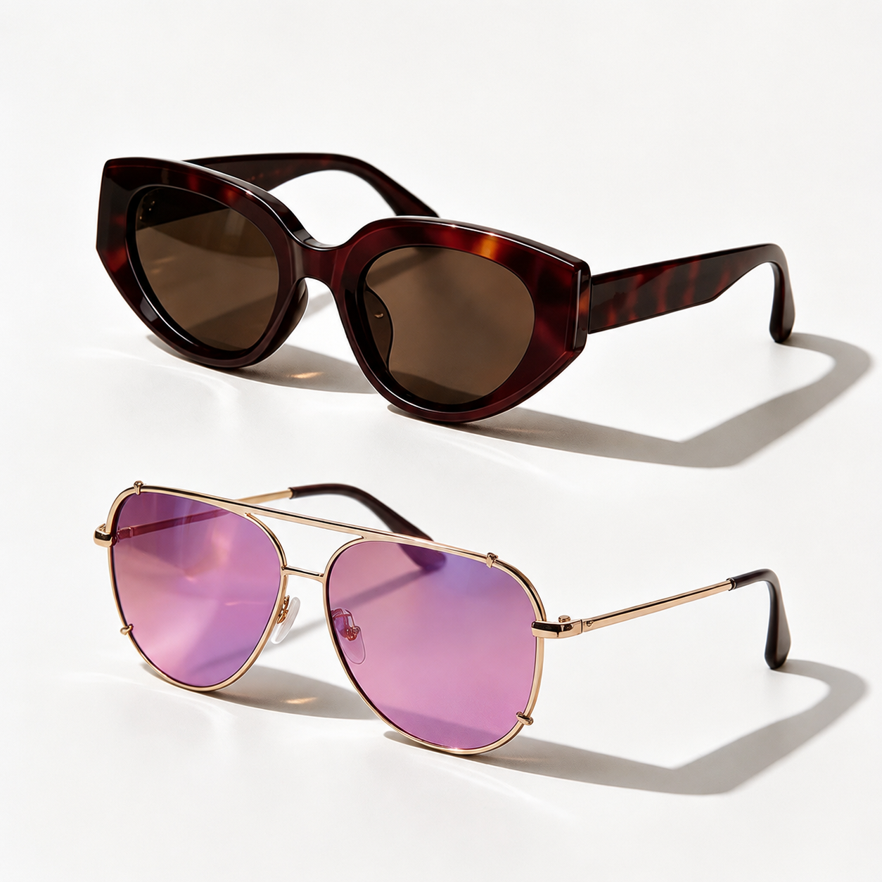 🔥 Lunettes de soleil Femme 2-en-1 – Design rétro chic œil de chat & aviateur