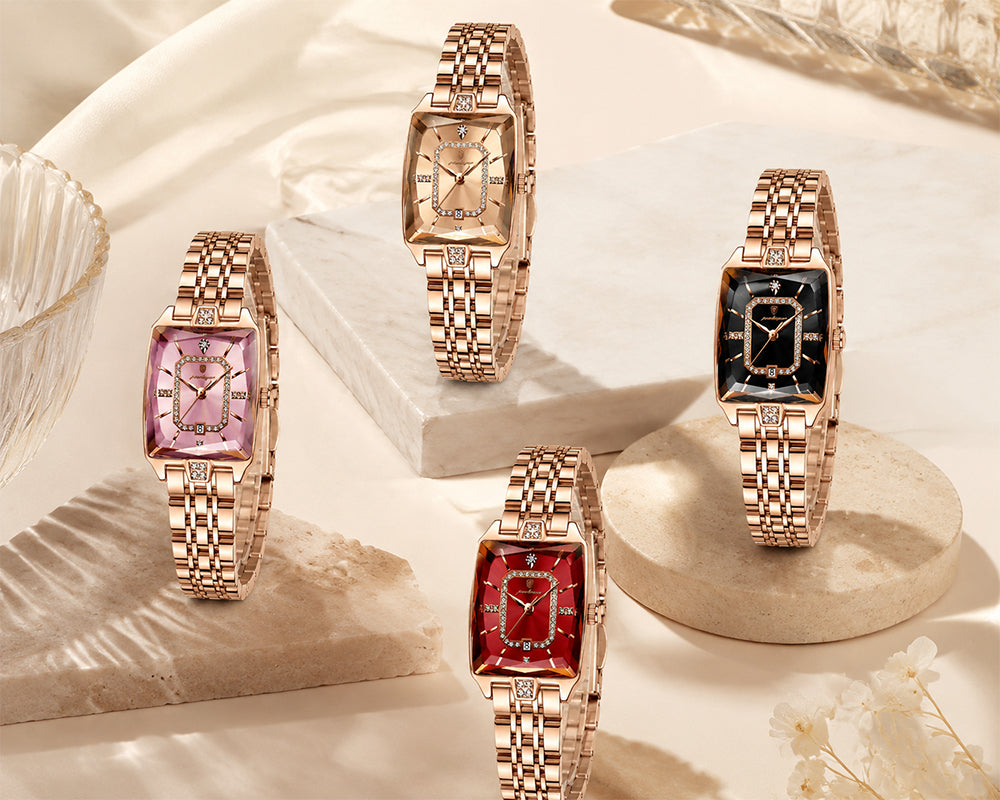 ✨ Montre à quartz élégante pour femme en acier inoxydable – Design classique aux détails scintillants