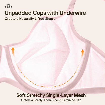 ✨ Soutien-gorge femme en maille transparente ultra-légère – Respirant, sans rembourrage, avec armatures & bretelles convertibles