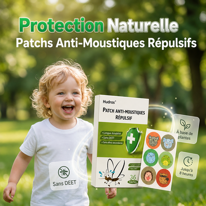 🦟 Patchs anti-moustiques Hudros aux huiles essentielles – Sans DEET, format familial