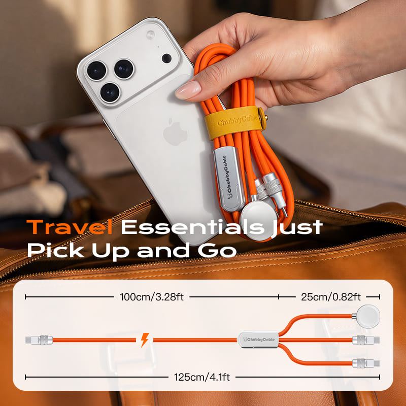 BVJ ™ 100 W – Câble de charge rapide 3-en-1 avec chargeur Apple Watch