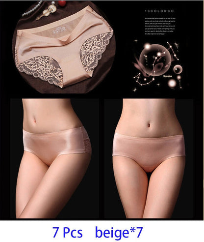 7Pcs Women's Pants exy Panties 2026 Women's Iace lingerie Solid Color Seamless briefs Mid-Rise Briefs Woman cotton underwear