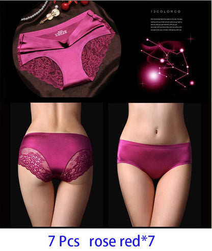 7Pcs Women's Pants exy Panties 2026 Women's Iace lingerie Solid Color Seamless briefs Mid-Rise Briefs Woman cotton underwear
