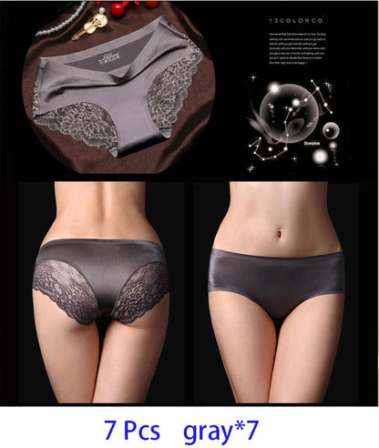 7Pcs Women's Pants exy Panties 2026 Women's Iace lingerie Solid Color Seamless briefs Mid-Rise Briefs Woman cotton underwear