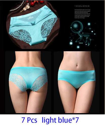 7Pcs Women's Pants exy Panties 2026 Women's Iace lingerie Solid Color Seamless briefs Mid-Rise Briefs Woman cotton underwear
