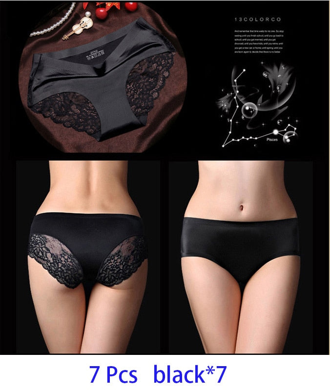7Pcs Women's Pants exy Panties 2026 Women's Iace lingerie Solid Color Seamless briefs Mid-Rise Briefs Woman cotton underwear